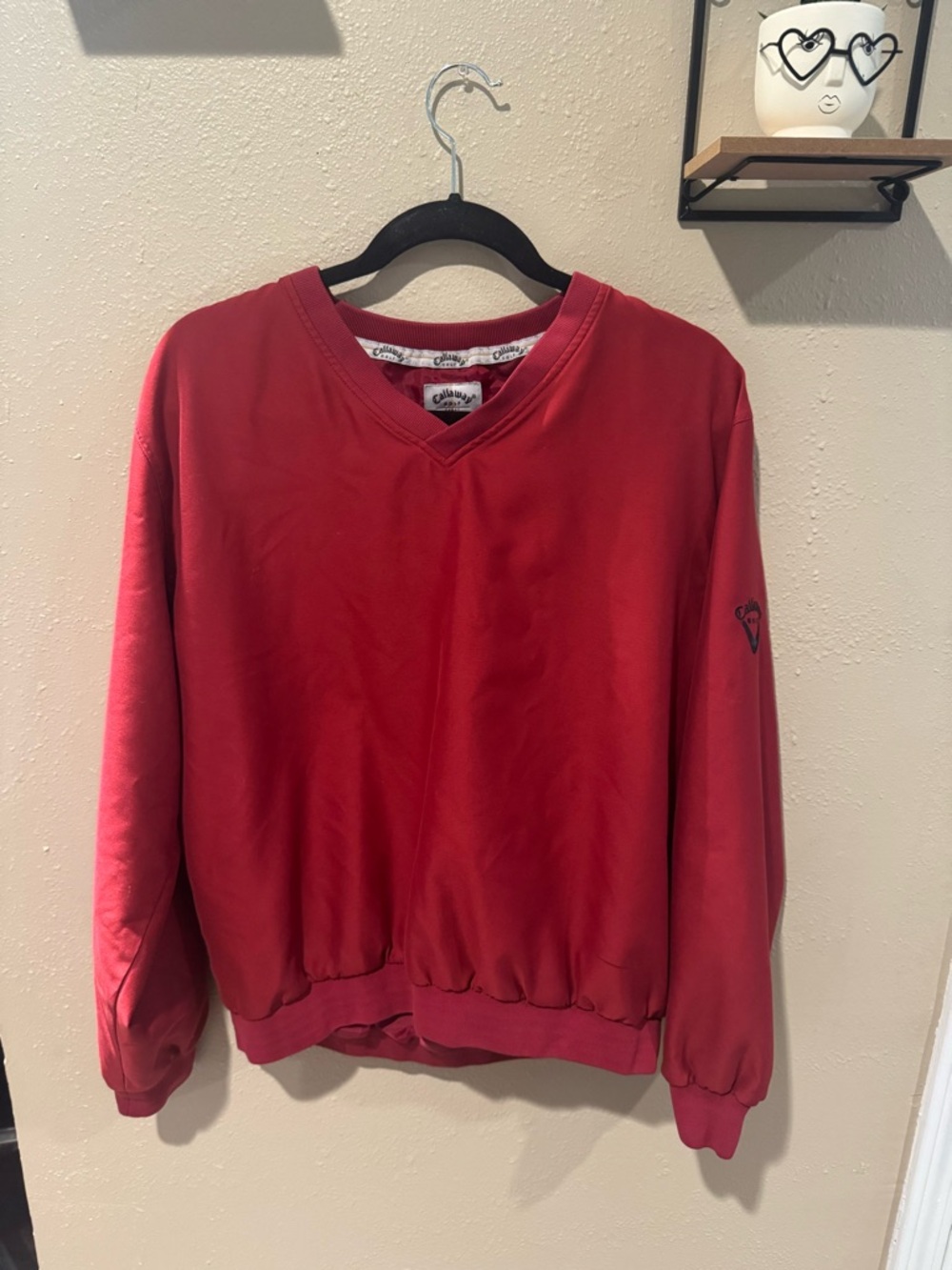 Vintage Callaway Men's V-Neck Pullover Sweater in Red